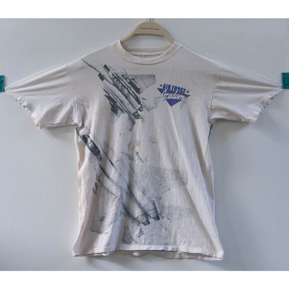 Vintage 90's 1992 USAFA Air Force Academy AOP All Over Print T-Shirt Size L - Picture 1 of 9